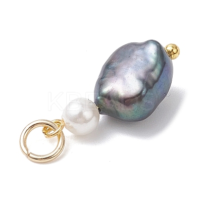 Natural Freshwater Pearl Potato & Shell Pearl Round Bead Pendants PALLOY-JF04714-01-1