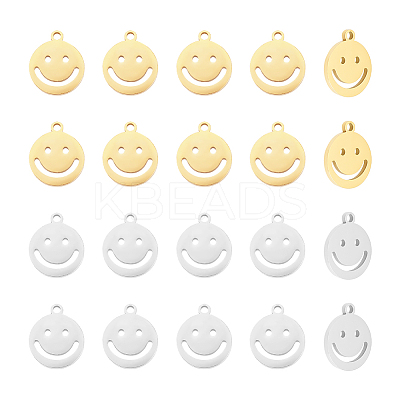 20Pcs 2 Colors 304 Stainless Steel Pendants STAS-UN0053-70B-1