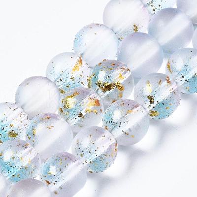 Frosted Spray Painted Glass Beads Strands GLAA-N035-03C-C07-1