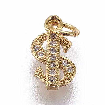 Brass Micro Pave Cubic Zirconia Charms ZIRC-E161-02G-1