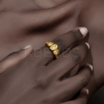 316L Surgical Stainless Steel with Clear Cubic Zirconia Finger Rings WGB9731-03-1