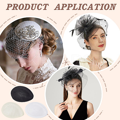 3Pcs 3 Colors Linen Mini Hat Fascinator Base AJEW-FG0004-04-1