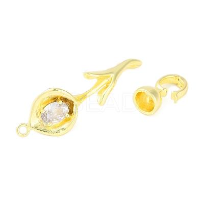 Brass Pave Clear Cubic Zirconia Fold Over Clasps KK-F875-11G-1
