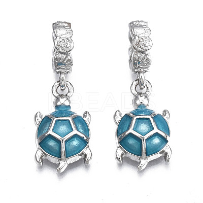 Rack Plating Alloy Enamel European Dangle Charms MPDL-N039-056-1