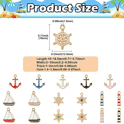 85Pcs 17 Styles Nautical Theme Alloy Enamel Pendants FIND-CJ0003-43-1