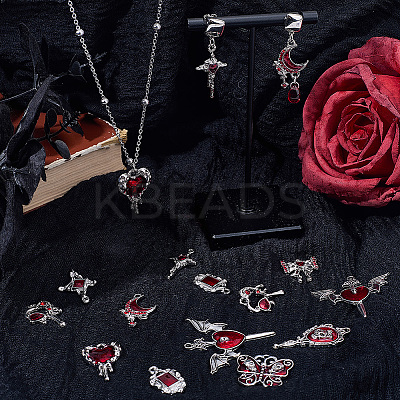 20Pcs 10 Styles Gothic Alloy Enamel Pendants FIND-SC0021-76-1