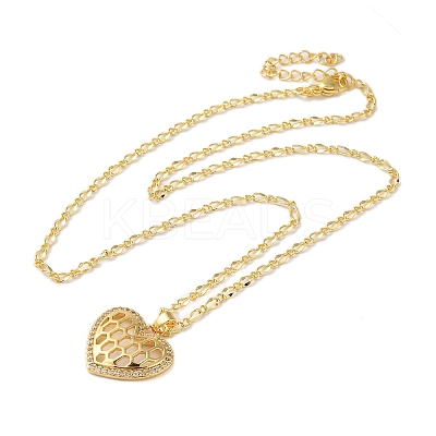 Brass Micro Pave Clear Cubic Zirconia Pendant Necklaces for Women NJEW-S429-05G-01-1