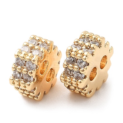 Brass Micro Pave Clear Cubic Zirconia Slide Charms KK-F860-69G-1