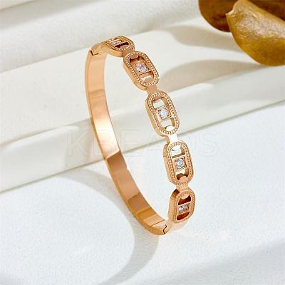 Oval 304 Stainless Steel Pave Cubic Zirconia Bangles FS-WG9D319-05-1
