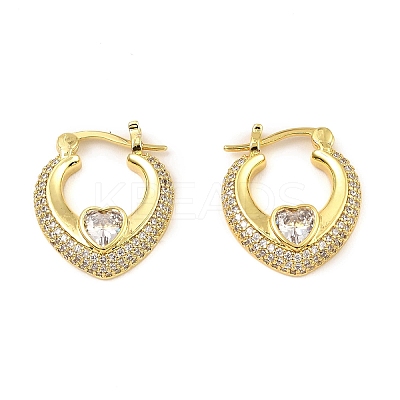 Brass with Cubic Zirconia Hoop Earrings EJEW-K254-05G-1