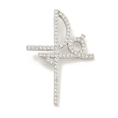 Brass Micro Pave Clear Cubic Zirconia Pendants KK-S386-14P-1