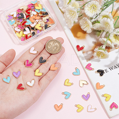 90Pcs 9 Colors Alloy Enamel Charms ENAM-PH0002-80-1