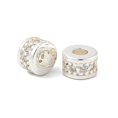 Brass Micro Pave Cubic Zirconia Beads KK-R219-24S-1