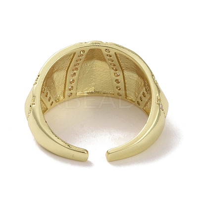 Brass Micro Pave Cubic Zirconia Open Cuff Ring RJEW-K256-44G-1