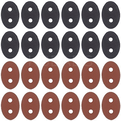 50Pcs 2 Colors 2-Hole PU Leather Buttons BUTT-CL0001-05A-1