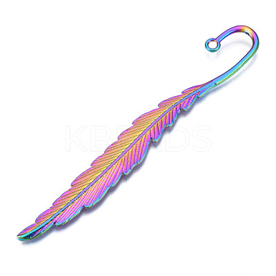 10Pcs 10 Style Rainbow Color Alloy Bookmark Findings with Hole PALLOY-N163-201-NR-1