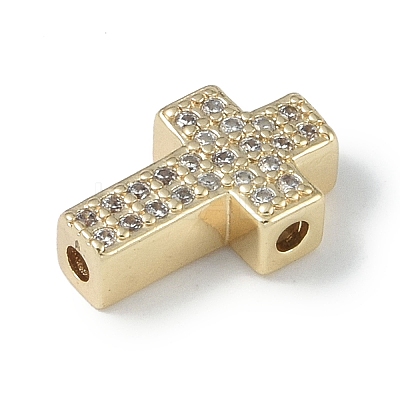 Rack Plating Brass Micro Pave Clear Cubic Zirconia Beads KK-A220-23B-G-1