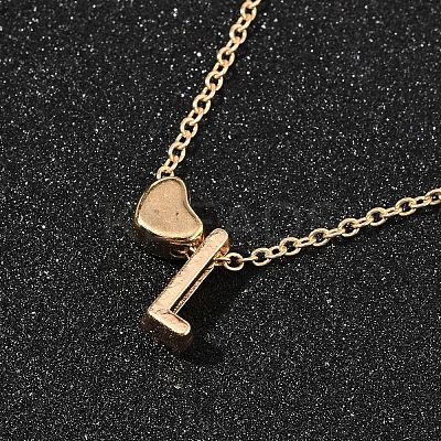 Alloy Letter Heart Pendant Necklaces for Women NJEW-FS0001-09L-1