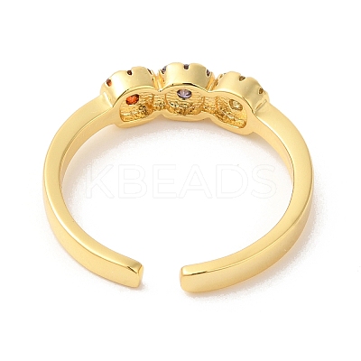 Colorful Cubic Zirconia Square Open Cuff Ring RJEW-L106-003G-1