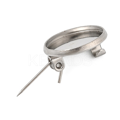 304 Stainless Steel Brooch Cabochon Settings STAS-E547-08B-P-1