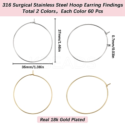 120Pcs 2 Style 316 Surgical Stainless Steel Wine Glass Charms Rings STAS-SC0007-23-1