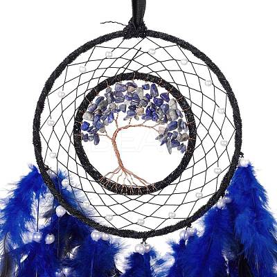 Iron Woven Web/Net with Feather Pendant Decorations AJEW-B017-15-1