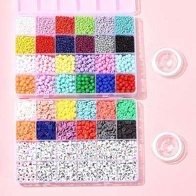 DIY Glass & Acrylic & Polymer Clay Beads Bracelets Making Kits DIY-FS0007-93-1