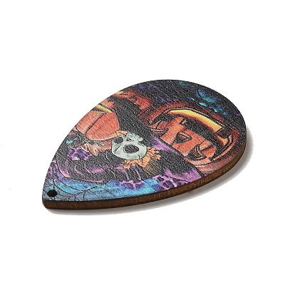 Single Face Printed Wood Big Pendants WOOD-H102-04B-1