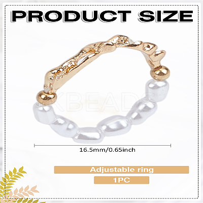 1Pc Resin Imitation Pearl Finger Rings RJEW-LP0002-17-1