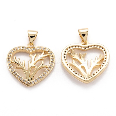 Brass Micro Pave Clear Cubic Zirconia Beads Pendants ZIRC-M114-16G-1