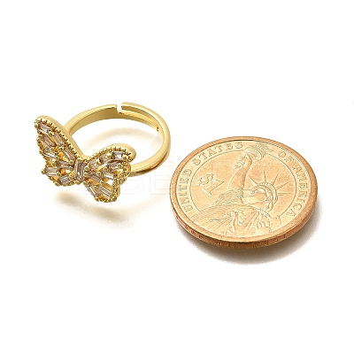 Adjustable Rack Plating Brass Micro Pave Cubic Zirconia Finger Rings for Women RJEW-M028-25G-05-1