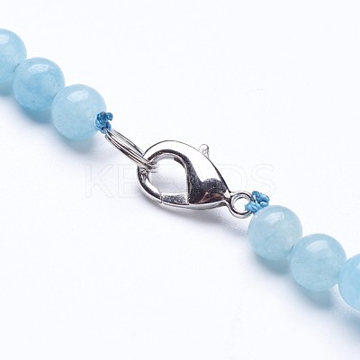 Rough Synthetic Aquamarine Beaded Necklaces NJEW-G924-03-1