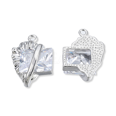 Brass Pave Clear Cubic Zirconia Pendants KK-N232-474P-1