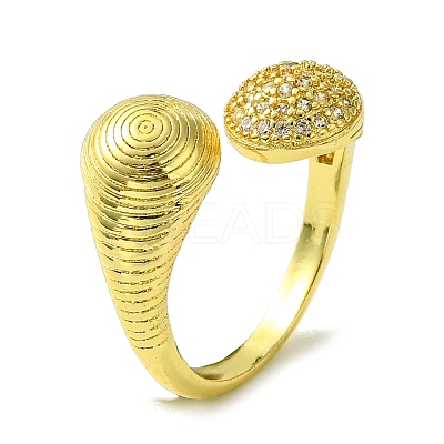 Brass Micro Pave Cubic Zirconia Open Cuff Rings RJEW-K256-19G-1