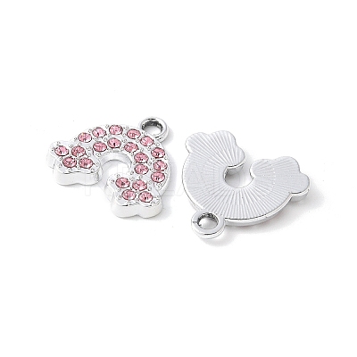 Alloy Pink Rhinestone Pendants PALLOY-E775-15P-1