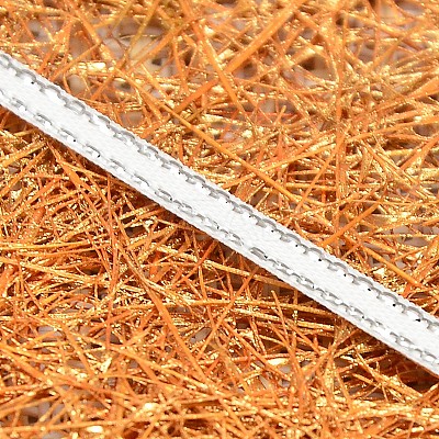Double Edge Silver Thread Grosgrain Ribbon for Wedding Festival Decoration SRIB-L012-9mm-000-1
