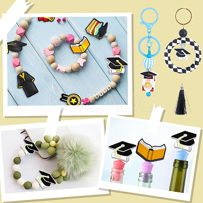 14Pcs 8 Styles Graduation Season Theme Silicone Focal Beads SIL-SC0002-18-1