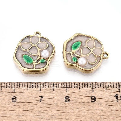 304 Stainless Steel and Enamel ABS Imitation Pearl Pendants STAS-T068-85A-1