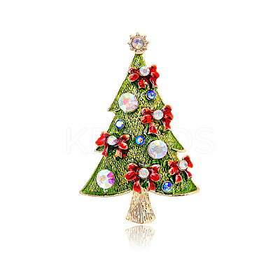 Christmas Tree Enamel Pin with Rhinestone LS-XMAS-PW0001-268-1