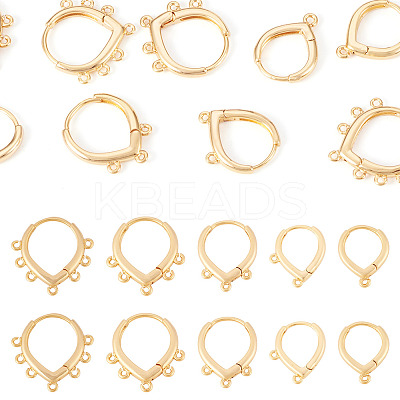 10Pcs 5 Styles Brass Hoop Earring Finding KK-TA0002-52-1