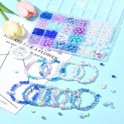 DIY Round Acrylic & ABS Plastic Imitation Pearl Beads Bracelets Jewelry Making Kits DIY-FS0007-42-1