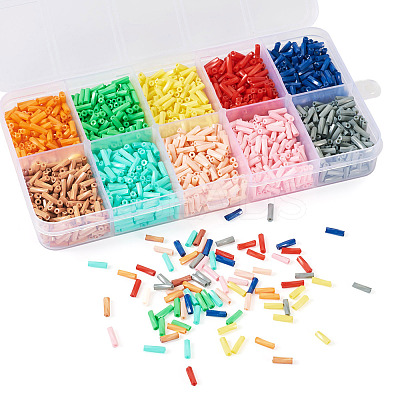 80G 10 Colors Baking Paint Glass Twist Bugle Beads SEED-TA0001-47-1