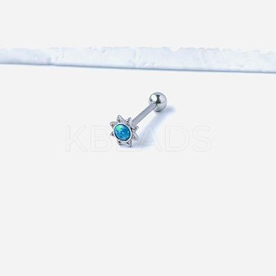 Sun 316L Surgical Stainless Steel with Synthetic Opal Tongue Rings FS-WGFD6E3-14-1