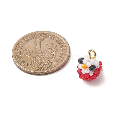 Glass Seed Beaded Bird Charms PALLOY-MZ00971-04-1