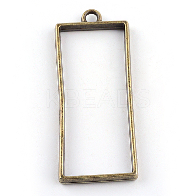 Rack Plating Alloy Rectangle Open Back Bezel Pendants PALLOY-S047-11F-FF-1