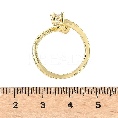 Flower Brass Micro Pave Cubic Zirconia Cuff Rings RJEW-A069-02A-G-1