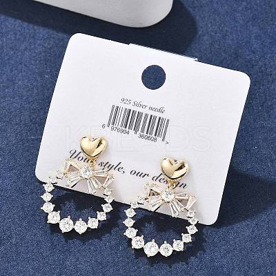 Brass Clear Cubic Zirconia Stud Earrings EJEW-D301-06G-01-1