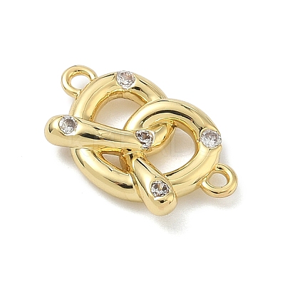 Brass Micro Pave Cubic Zirconia Heart Biscuit Connector Charms KK-G548-06G-01-1