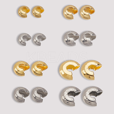 200Pcs 8 Style 304 Stainless Steel Crimp Beads Covers STAS-BBC0007-15-1