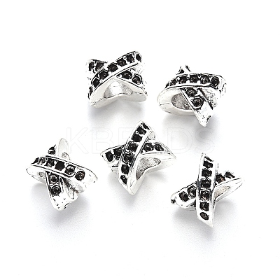 Tibetan Style Alloy European Bead Rhinestone Settings TIBE-N006-138AS-LF-1